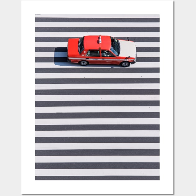 Tokyo Red Taxi Wall Art by opticpixil